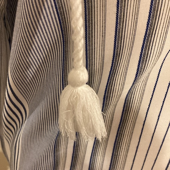 🍋Blue Islands Striped with PomPom detail Swim Suit Coverup with Hood M - Picture 8 of 12